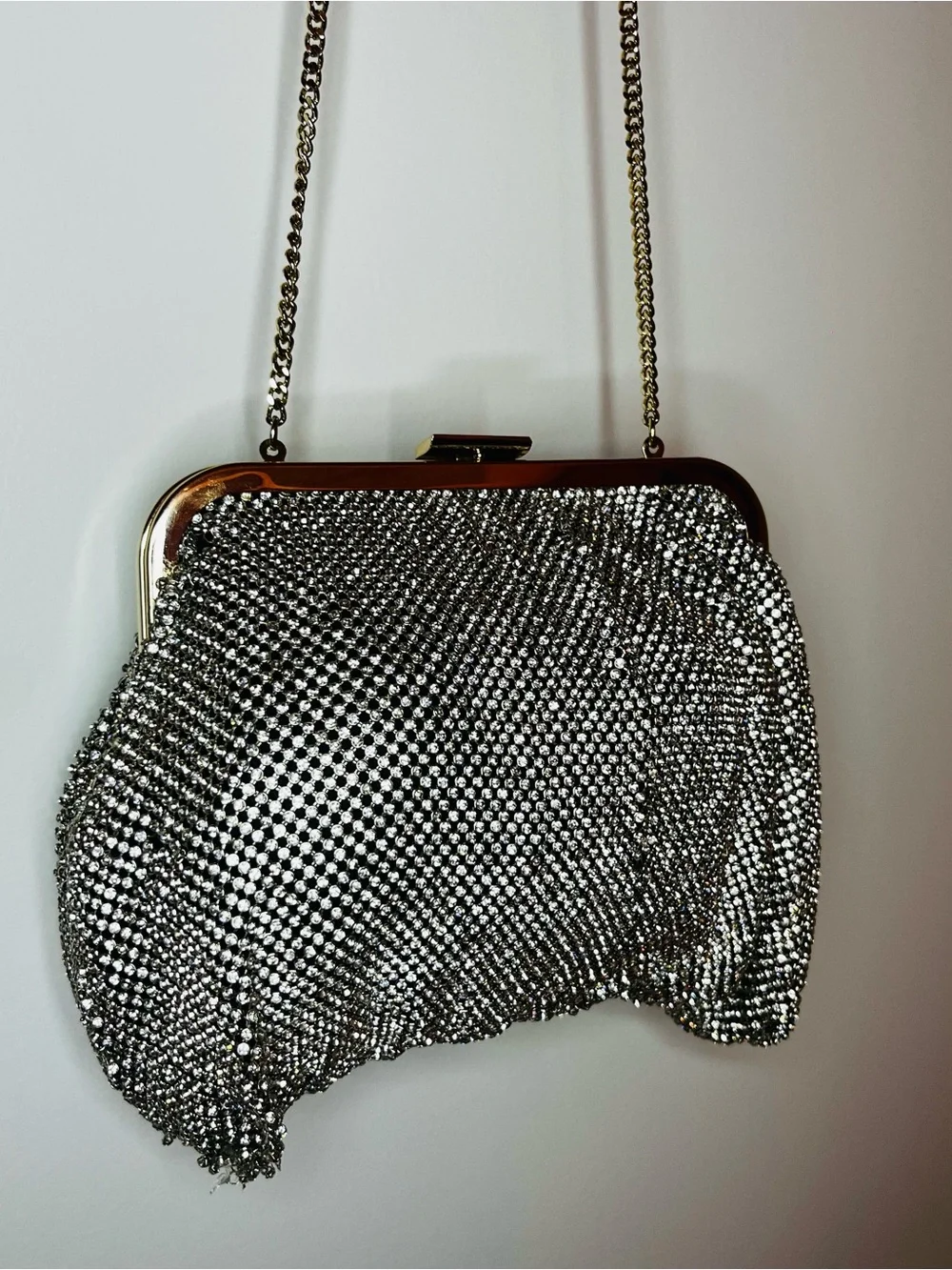 Zara Metallic Gold Clutch/Crossbody Bag